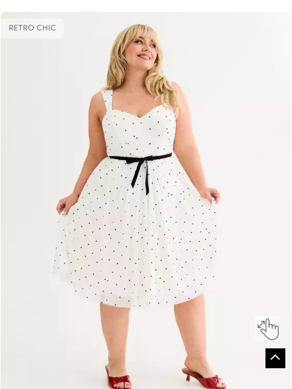 White Polka Dot Midi Dress with Black Tie Belt